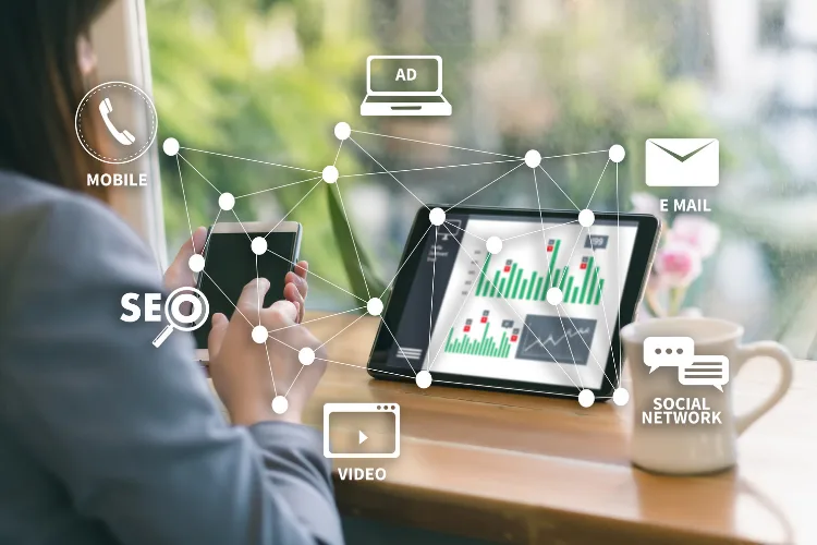 Digital marketing diagram showing the relationship between SEO and SEM strategies