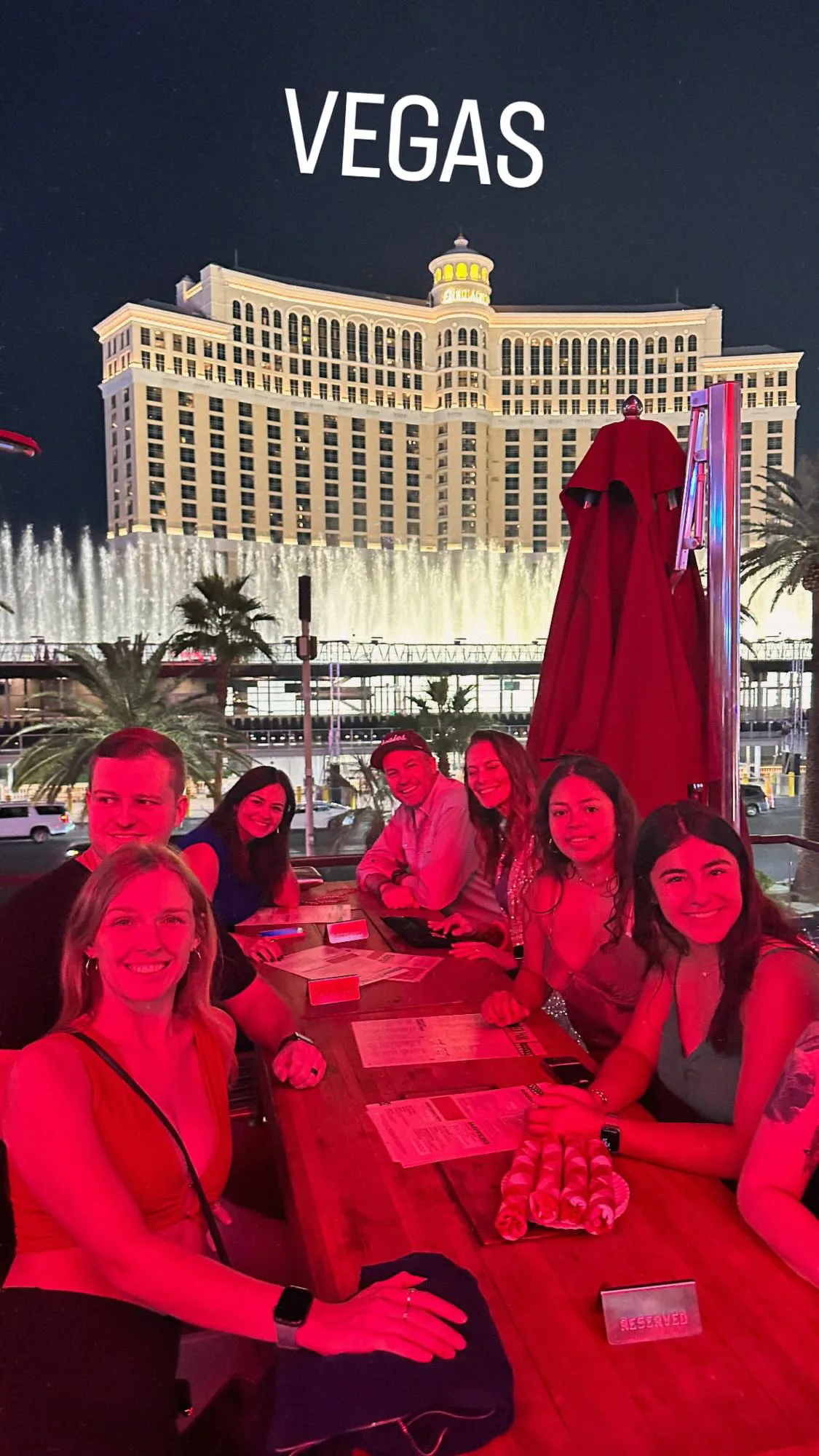 Birthday group celebrating in Las Vegas