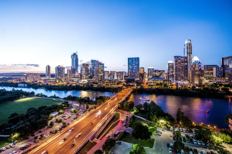 Austin Texas cityscape representing ATX Web Designs business growth story with Trusty Oak