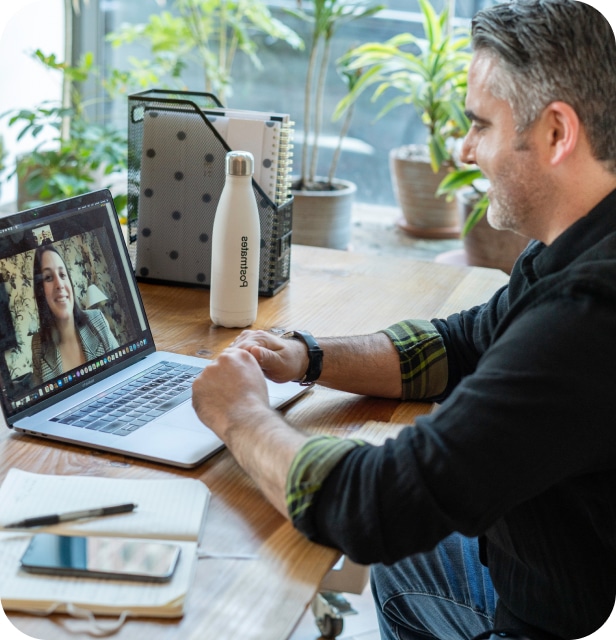 Business owner delegating tasks to virtual assistant